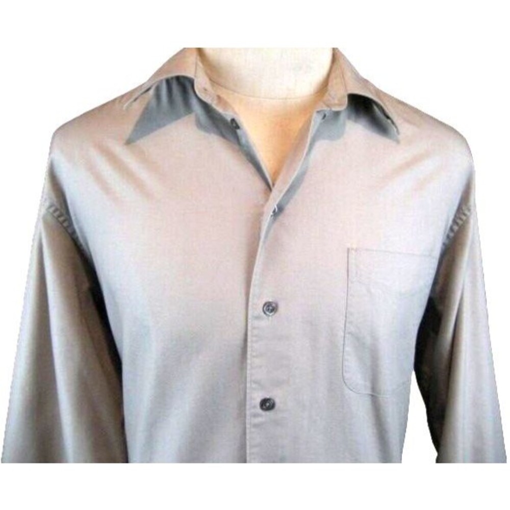 Mens Dockers Tan  Classic LS Cotton Broadcloth Shirt sz 16x34/35